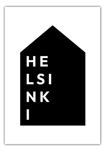 Design Poster Haus Helsinki | Premium Druck in DIN A4 21x30cm, weiß/schwarz, seidenmattes Papier, satte Qualitätsfarben | Finnland, Skandinavien | Dekoration für Zuhause | Modern, Minimalistisch, von NORDIC WORDS