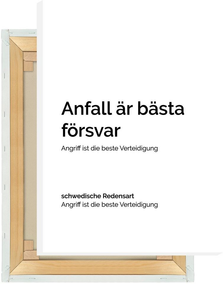 NORDIC WORDS Leinwandbild Anfall är bästa försvar von NORDIC WORDS