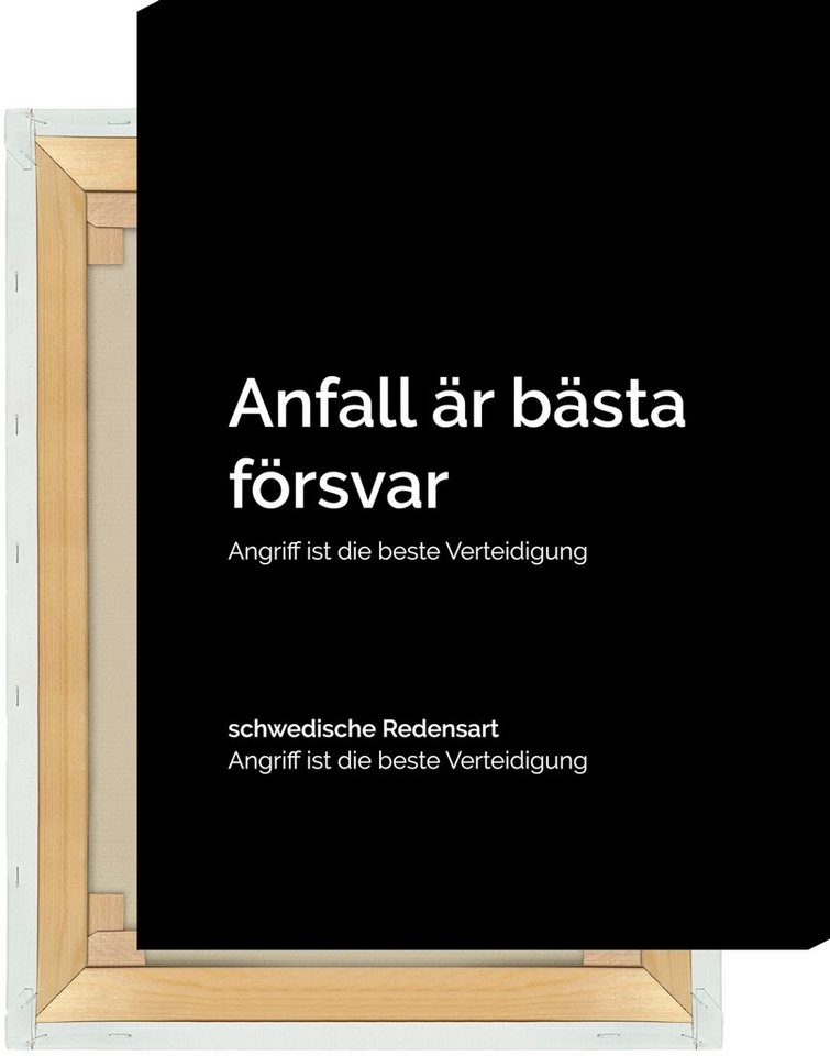 NORDIC WORDS Leinwandbild Anfall är bästa försvar von NORDIC WORDS