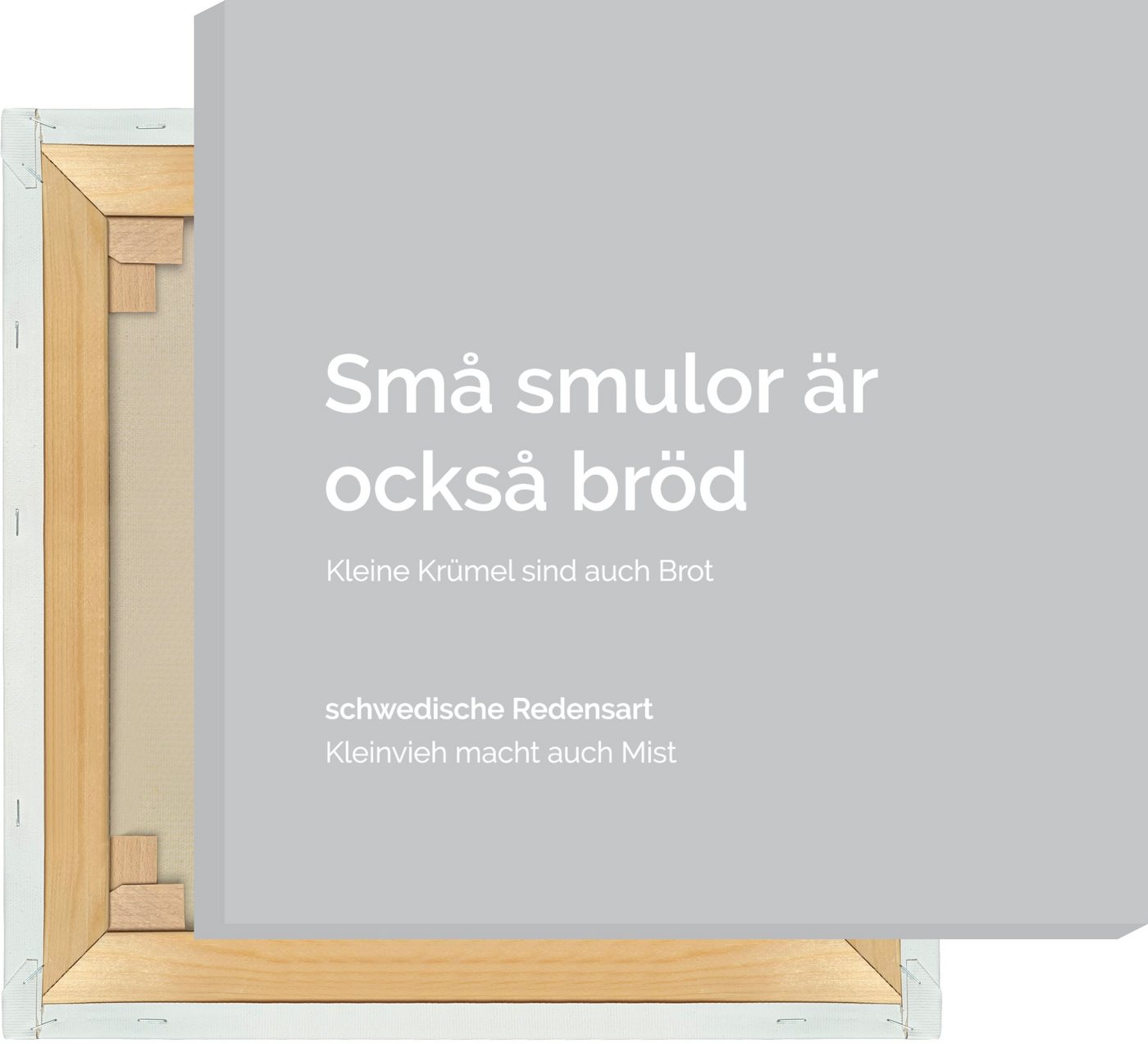 NORDIC WORDS Leinwandbild Små smulor är också bröd von NORDIC WORDS