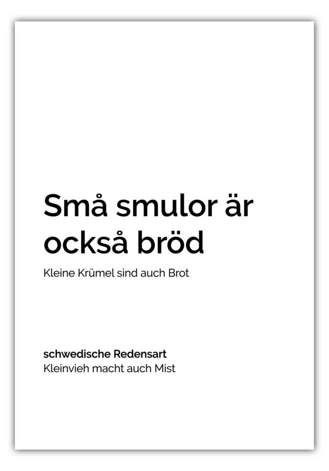 NORDIC WORDS Poster Små smulor är också bröd von NORDIC WORDS