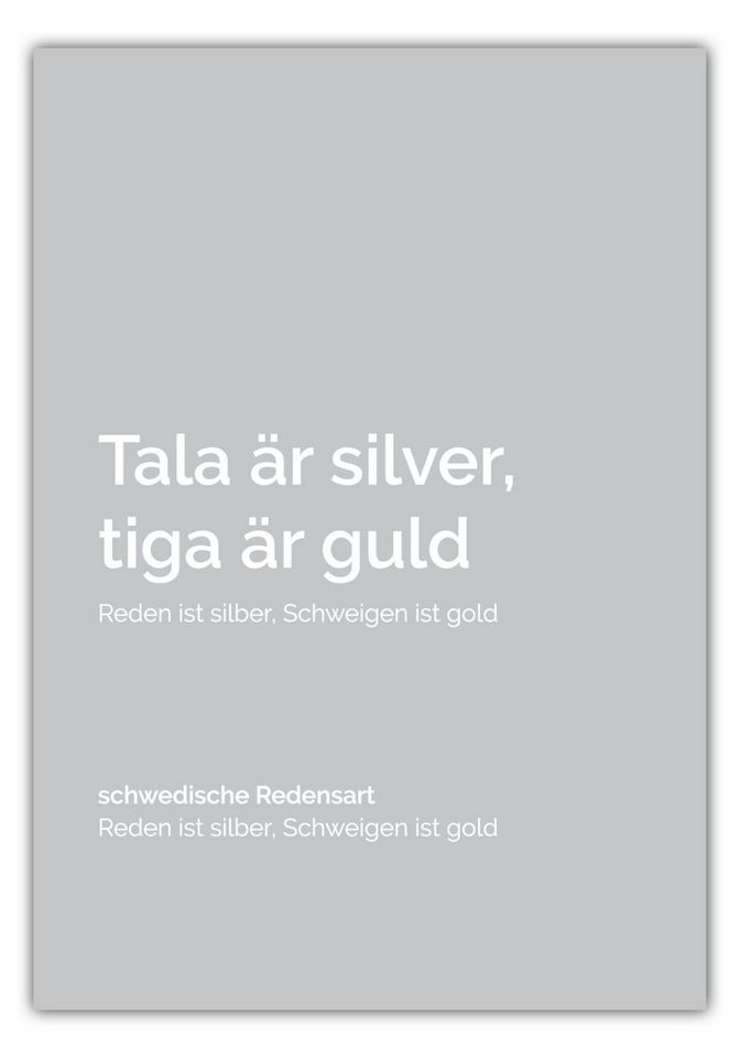 NORDIC WORDS Poster Tala är silver, tiga är guld von NORDIC WORDS