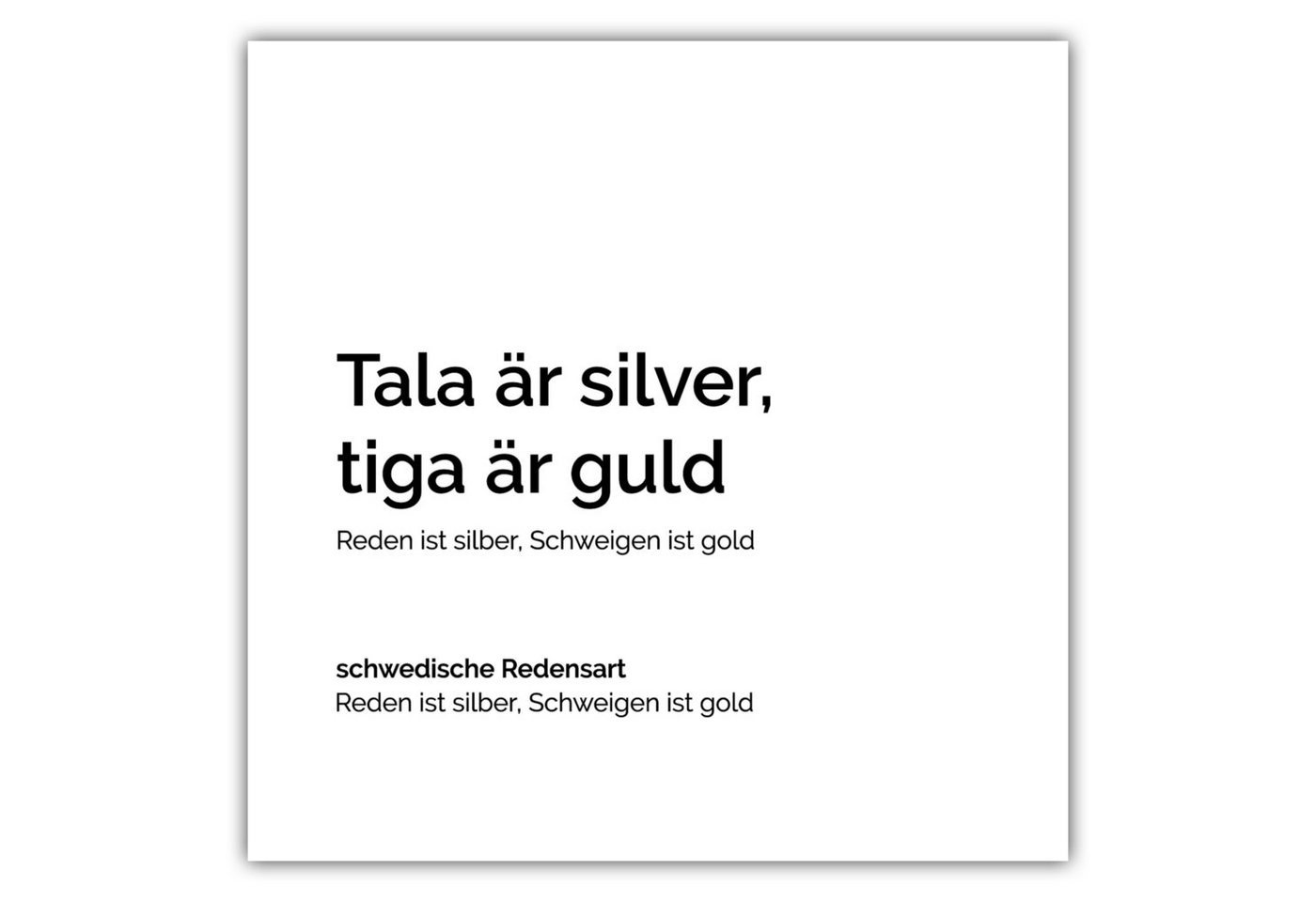 NORDIC WORDS Poster Tala är silver, tiga är guld von NORDIC WORDS