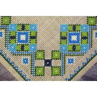Exellently Well Done Vintage 1960Er Jahre Unbenöpfte Handgemachte Kreuzstich Stickerei Aida Leinen Tablett Mit Blau/Grün Abstraktem Motiv Auf Exellently Well Done Vintage 1960Er Jahre Unbenöpfte Handgemachte Kreuzstich Stickerei Aida Leinen Tablett Mit Blau/Grün Abstraktem Motiv Auf von NORDICARTLINENS