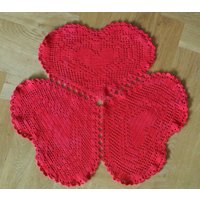 Schöne Gut Gemacht Jahrgang 1970 Handgefertigte Tischdecke Weihnachten Rot Baumwolle Garn Tablet Mit 3-Herz-Motiv Schöne Gut Gemacht Jahrgang 1970 Handgefertigte Tischdecke Weihnachten Rot Baumwolle Garn Tablet Mit 3-Herz-Motiv von NORDICARTLINENS