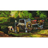 Seltene Exceptionelly Hingekriegt Jahrgang 1940Er Jahre Ungenutzte All-Over Handgemachte Kreuz-stich Landschaft/Landwirtschaft Arbeit Motiv Seltene Exceptionelly Hingekriegt Jahrgang 1940Er Jahre Ungenutzte All-Over Handgemachte Kreuz-stich Landschaft/Landwirtschaft Arbeit Motiv von NORDICARTLINENS