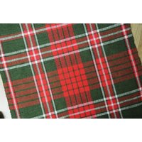 Vorzüglich Getan Vintage 1960Er Jahre Größere Handgemachte Handgewebte Rot/Olivgrün Weiß Kariert Baumwolle Leinen Tischdecke Läufer in von NORDICARTLINENS