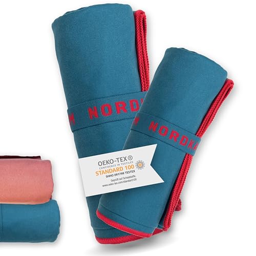 NORDKAMM Mikrofaser Handtücher Set mit Oeko TEX Zertifikat, Ultraleicht, blau von NORDKAMM