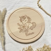 Frühstücksbrett Einhorn | Personalisiert Kinder Tiermotiv Geschenk Baby Geburtstagsgeschenk Taufgeschenk Holzbrett Mit Gravur von NORDKindDekoStore