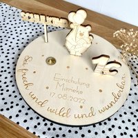 Schulkind Kerzenteller | Sei Frech Und Wild Wunderbar Personalisierbar Name Datum Festtagskranz Holzkranz Einschulung Deko von NORDKindDekoStore