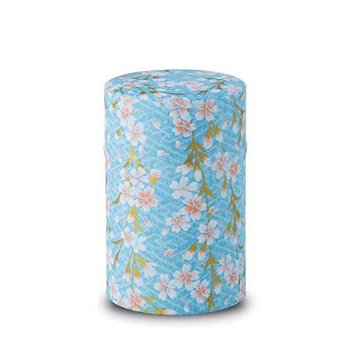 NOREN] Japanische Washi Teedose für Losen Tee 100g (Kyousakura - Blau) / Mit Luftdichtem, Feuchtigkeitsbeständigem, Innenverschluss von NOREN