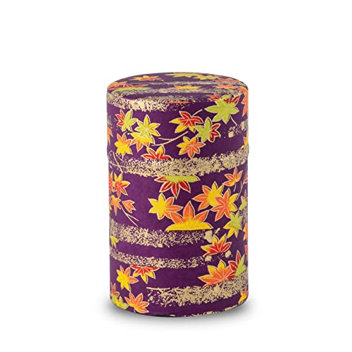 NOREN] Japanische Washi Teedose für Losen Tee 100g (Momizi - Lila) / Mit Luftdichtem, Feuchtigkeitsbeständigem, Innenverschluss von NOREN
