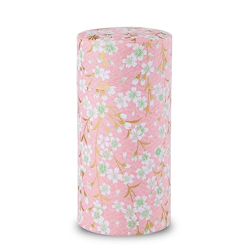 NOREN] Japanische Washi Teedose für Losen Tee 200g (Kyousakura - Rosa) / Mit Luftdichtem, Feuchtigkeitsbeständigem, Innenverschluss von NOREN
