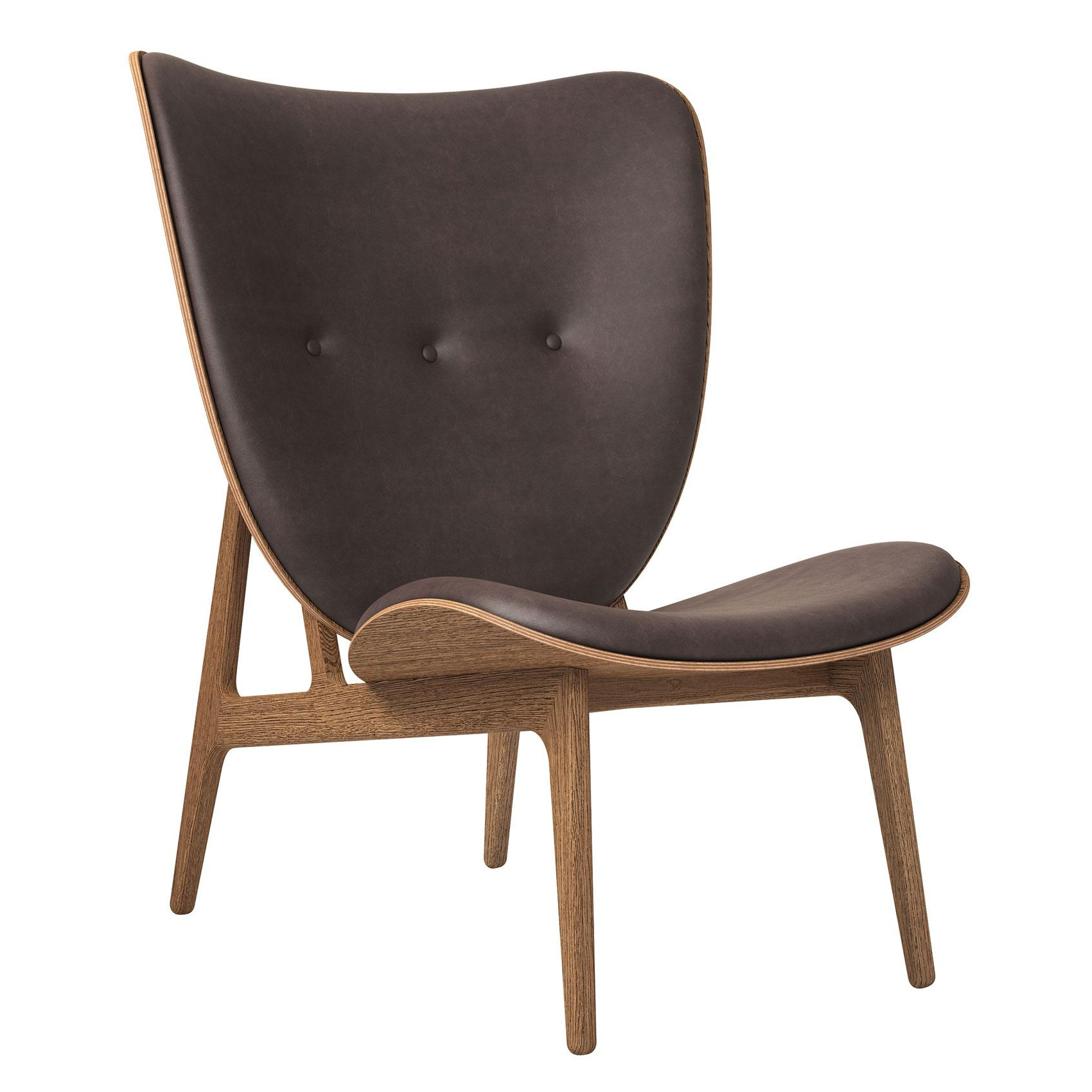 NORR 11 - Elephant Lounge Sessel Leder geräucherte Eiche - dunkelbraun/Sitzfläche Vintage Leder/Gestell Eiche geräuchert/BxHxT 75x96x80cm von NORR 11