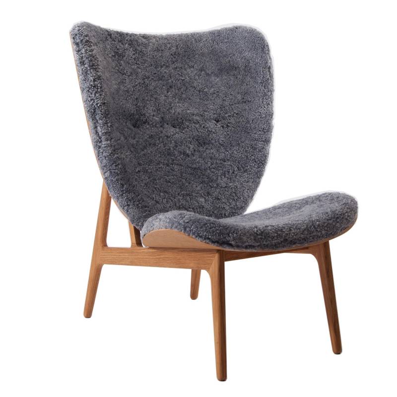 NORR 11 - Elephant Lounge Sessel Schaffell geräucherte Eiche - graphit/Sitzfläche Schaffell/Gestell Eiche geräuchert/BxHxT 75x96x80cm von NORR 11