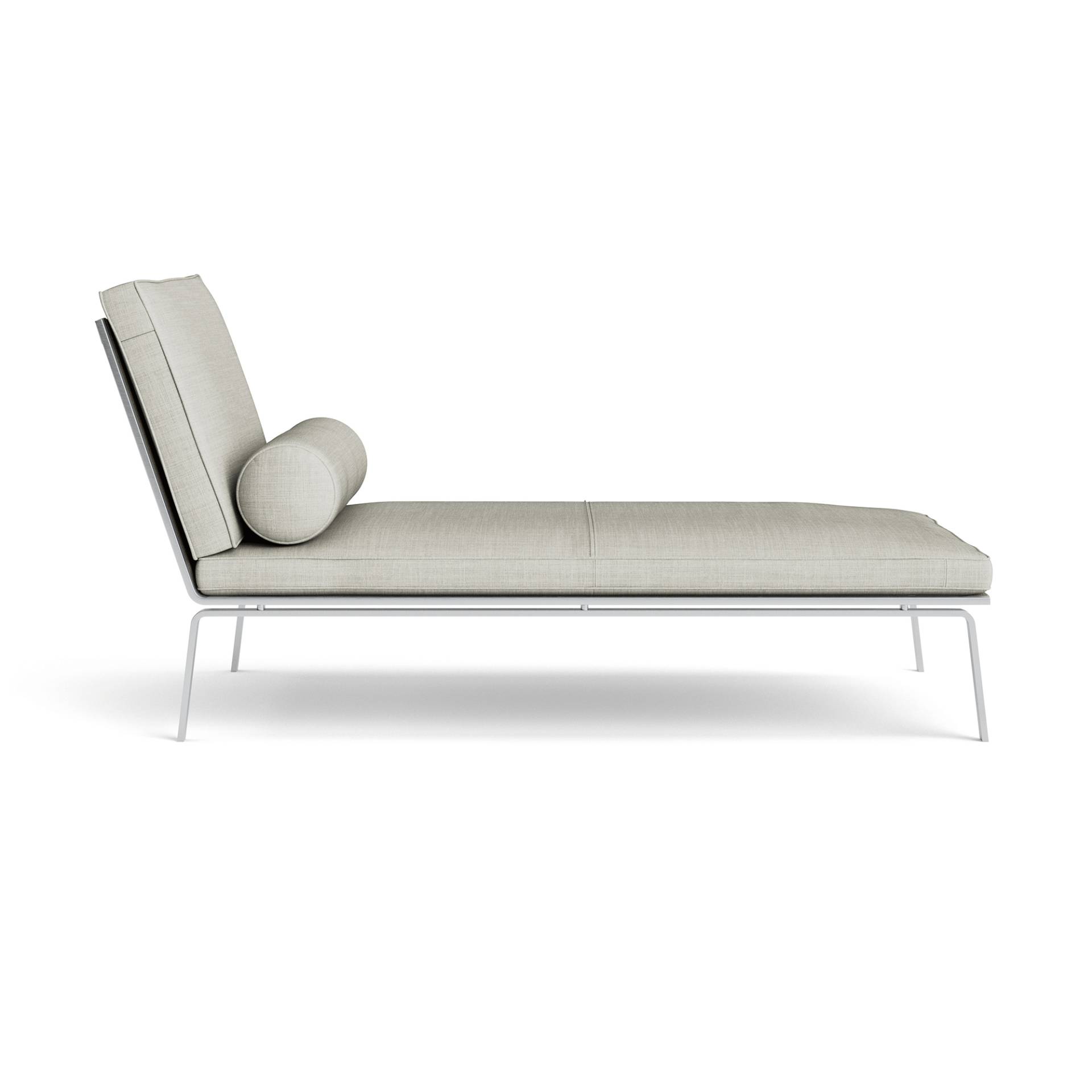 NORR 11 - Man Chaise Longue - grau/Canvas (114)/LxBxH 150x82x78cm/Gestell aus gebürstetem Stahl von NORR 11