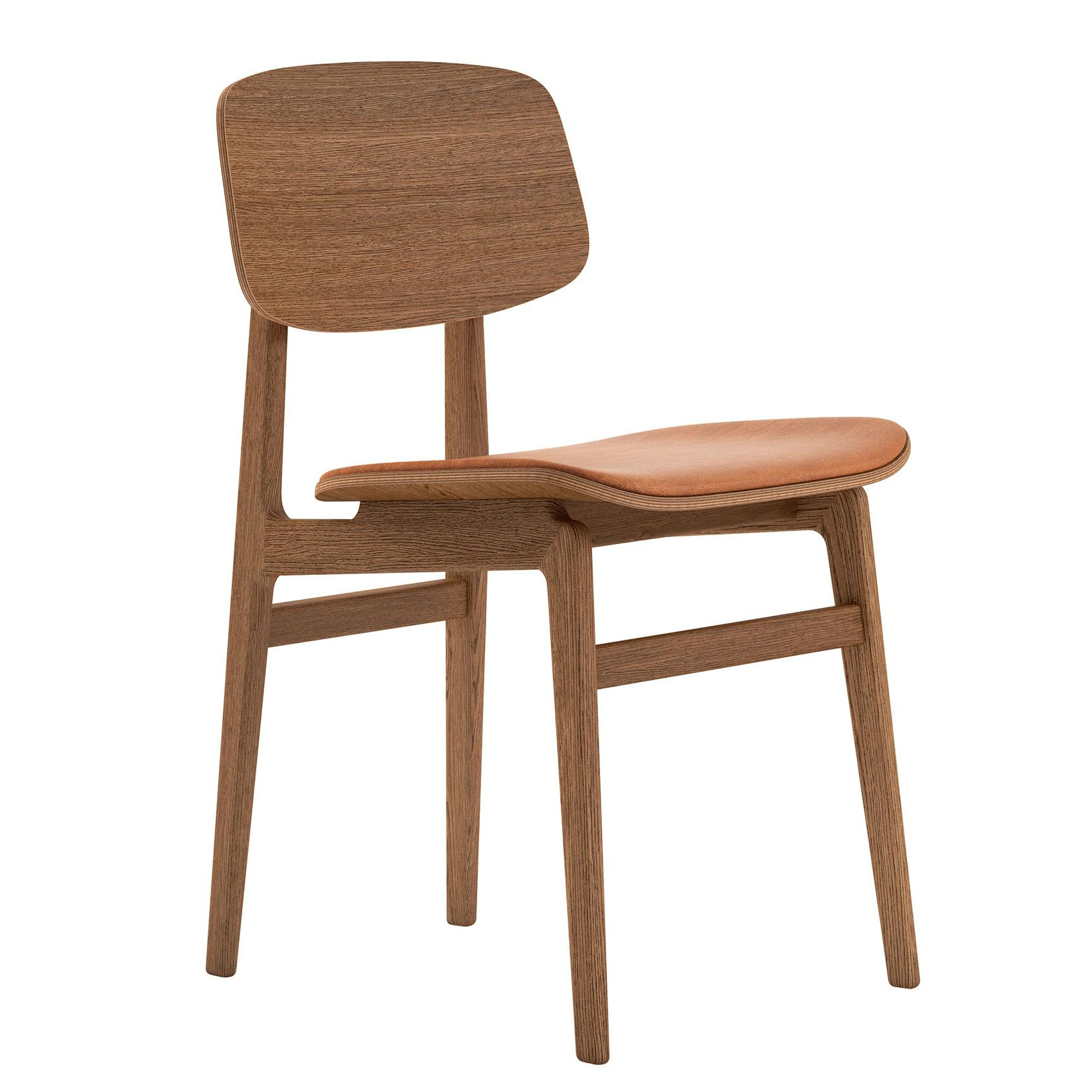 NORR 11 - NY11 Dining Chair Leder Gestell Eiche hell geäuchert - cognac/Sitzfläche Vintage Leder/Gestell hell geräucherte Eiche/BxHxT 45,5x78x52cm von NORR 11