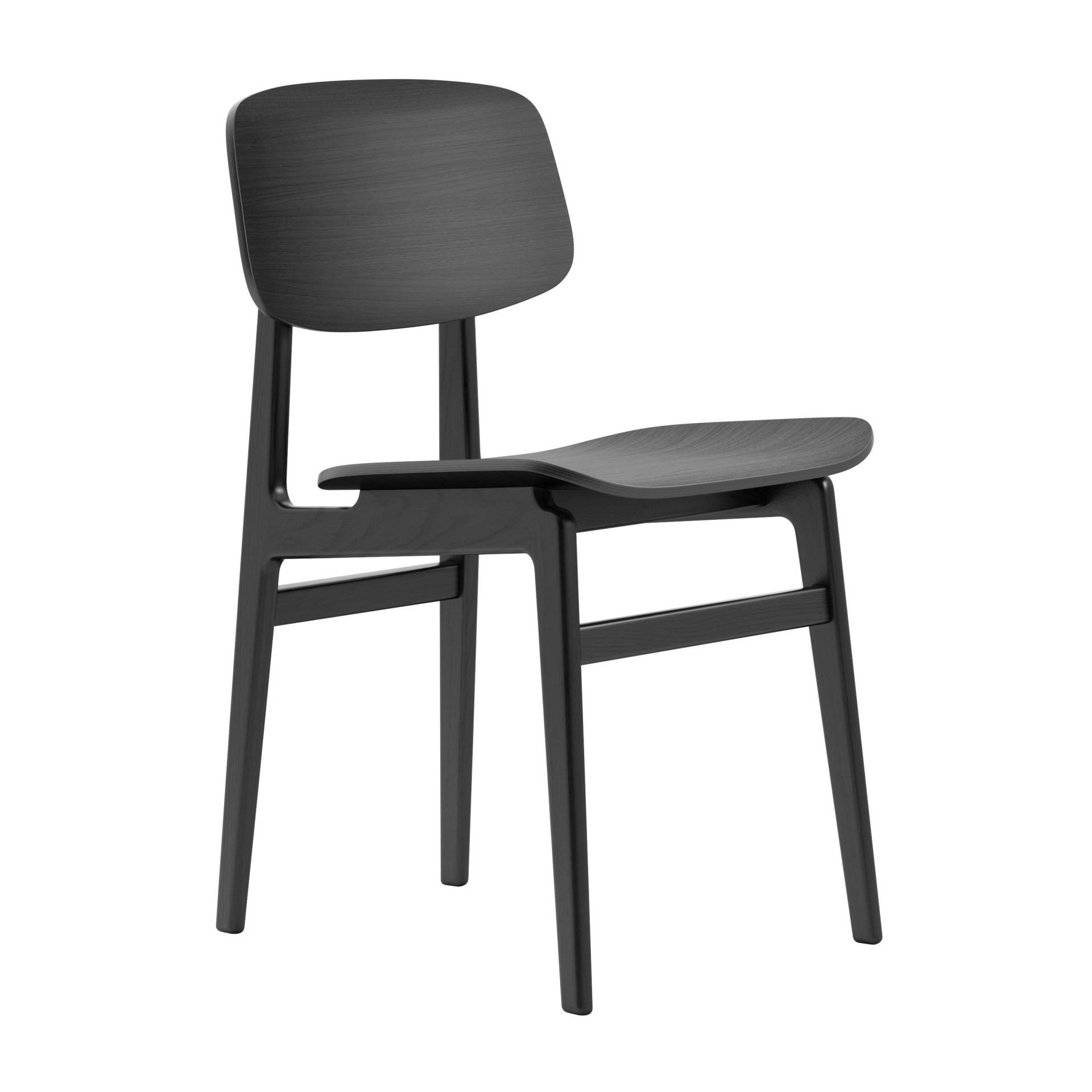 NORR 11 - NY11 Dining Chair - schwarz/Eiche laminiert furniert/BxHxT 45,5x78x52cm/Gestell Eiche schwarz von NORR 11