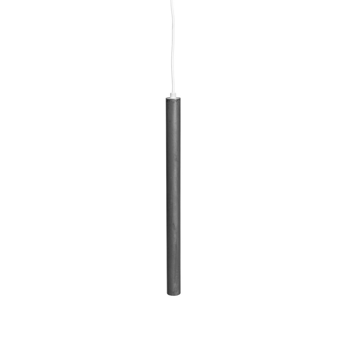 NORR 11 - Pipe Two LED Pendelleuchte - stahl unbehandelt/Kabel weiß/Ø 3,5cm/ H: 48cm/80-90lm von NORR 11