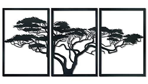 NORTH KAISER Baum Metall Wanddeko | Baum des Lebens Wandkunst | große schwarze Wanddekoration für Innen und Außen | Wohnzimmer, Schlafzimmer, Bauernhaus | Geschenk zur Einweihung (120 x 60 cm) von NORTH KAISER