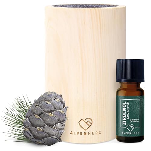 Alpen Herz Diffuser Set mit Zirbenöl 10 ml - Naturrein aus Österreich - Zirbenholz Würfel mit Filz Duftspender Schönes Zirbelkiefer Set als Deko Alpen Herz Diffuser Set mit Zirbenöl 10 ml - Naturrein aus Österreich - Zirbenholz Würfel mit Filz Duftspender Schönes Zirbelkiefer Set als Deko von NORTH-WEST