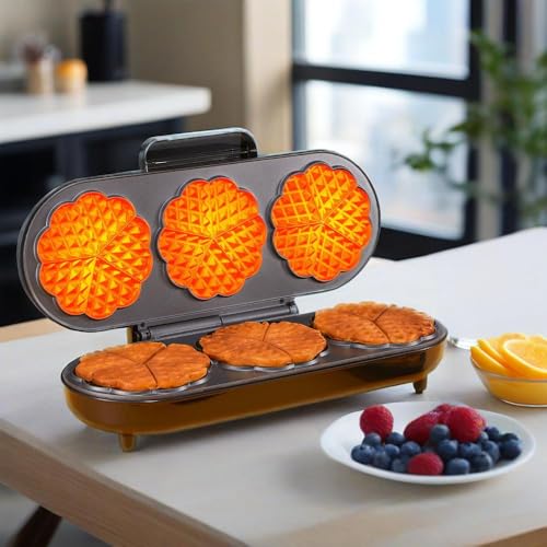 Dreifach-Waffeleisen mit 3 Antihaftbeschichtung Backflächen,15 Herzwaffeln in 2 Minuten fertig, Backampel, Herzwaffeleisen für klassische Herzwaffeln, Edelstahl, 1200W, Schwarz & Silber, ideal für Fam Dreifach-Waffeleisen mit 3 Antihaftbeschichtung Backflächen,15 Herzwaffeln in 2 Minuten fertig, Backampel, Herzwaffeleisen für klassische Herzwaffeln, Edelstahl, 1200W, Schwarz & Silber, ideal für Fam von NORTHCLAN