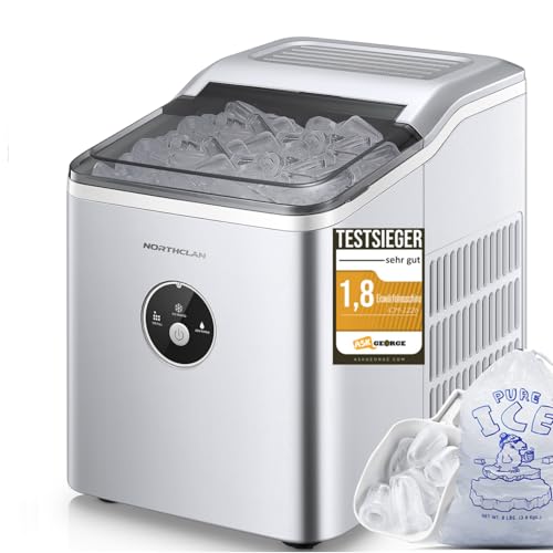 Eiswürfelmaschine 14 kg 24 Stunden, 9 Eiswürfel in 8 Minuten, Leise unter 40dB, LED-Anzeige, 2L Wassertank, Ice Maker mit Schaufel u. Korb, Eiswürfelbereiter für Party, Büro, Bar, Wohnmobil, NORTHCLAN von NORTHCLAN