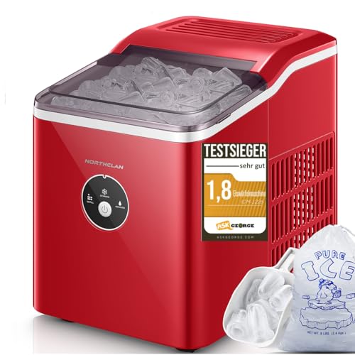 Eiswürfelmaschine 14 kg 24 Stunden, 9 Eiswürfel in 8 Minuten, Leise unter 40dB, LED-Anzeige, 2L Wassertank, Ice Maker mit Schaufel u. Korb, Eiswürfelbereiter für Party, Büro, Bar, Wohnmobil, NORTHCLAN von NORTHCLAN