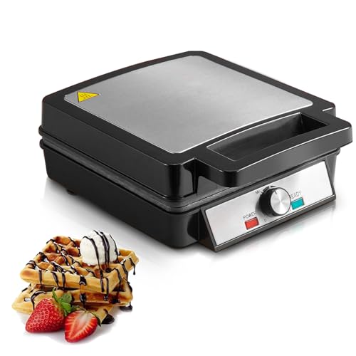 Waffeleisen für 4 Belgische Waffeln, 1200W Waffelautomat mit Antihaftbeschichtung, stufenlos einstellbarer Bräunungsgrad und Kontrollleuchte, Edelstahl Waffeleisen für 4 Belgische Waffeln, 1200W Waffelautomat mit Antihaftbeschichtung, stufenlos einstellbarer Bräunungsgrad und Kontrollleuchte, Edelstahl von NORTHCLAN