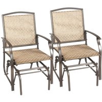 2 Schaukelstühle Gartenmöbel mit Metallrahmen 58 x 70 x 94 cm Braun von NORTHIX