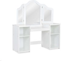 2 in 1 Kinder Schminktisch Schreibtisch mit spiegel 107 × 40 × 117 cm Weiß von NORTHIX