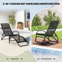 2 in 1 Sonnenliege wandelbarer Schaukelstuhl mit Rückenlehne und gebogenen Armlehnen Grau von NORTHIX