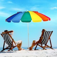 243cm Strand-Sonnenschirm Outdoor-Sonnenschirm Strandschirm Alu neigbar Terrassenschirm -Bunt von NORTHIX