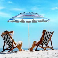 243cm Strand-Sonnenschirm Outdoor-Sonnenschirm Strandschirm Alu neigbar Terrassenschirm -Hellblau von NORTHIX