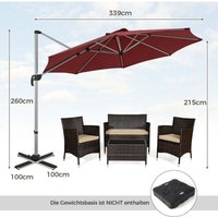 330 cm sonnenschirm mit kurbel amp upf 50 amp 360 drehbarer ampelschirm gartenschirm rot 88305761 von NORTHIX