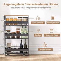 Northix - 4 ebenen nischenregal auf rollen aus holz mit griff kuchenwagen 475 x 20 x 805 cm grau natur von NORTHIX