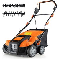 41 cm elektrischer vertikutierer amp rasenlufter 15a 2 in 1 rasenvertikutierer mit 3 positionen hohenverstellung orange von NORTHIX