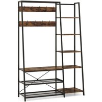 5 in 1 garderobenstander mit schuhbank 9 haken 5 seitenablagen 2 gitterregalen 88304890 von NORTHIX