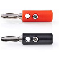 Northix - Bananenstecker gerade mannlich vernickelt schraube kabeleingang durchmesser 45 mm pvc rot schwarz 4 stuck box von NORTHIX
