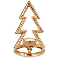 Christmas tree shaped warming candle holder in golden aluminum von NORTHIX