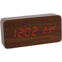 Digitaler led wecker mit holzdesign - braun rot von NORTHIX