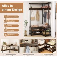 Eck garderobenstander mit sitzbank l formiger kleiderstander mit offenen ablagen 90 x 90 x 178 cm rustikales braun Eck garderobenstander mit sitzbank l formiger kleiderstander mit offenen ablagen 90 x 90 x 178 cm rustikales braun von NORTHIX