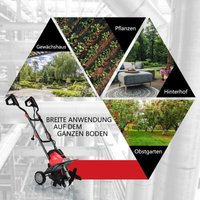 Elektrische Bodenfräse und Grubber Elektro Bodenhacke Bodenfräse Gartenfräse rot und schwarz von NORTHIX