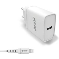 GEAR Ladegerät 220V 1xUSB 2,4A Weißes Lightning-Kabel 1m MFI C89 von NORTHIX