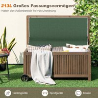 Gartenbox holz 213 l aufbewahrungsbox mit radern kissenbox mit wasserdichter pe auskleidung 114 x 585 x 51 cm braun 88305737 von NORTHIX
