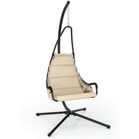Hängesessel mit Gestell & Extra Großem Gepolstertem Sitz & Robustem Metallrahmen Hängematte Beige von NORTHIX