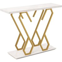 Konsolentisch aus kunstmarmor foyertisch mit verstellbaren fupolstern wei und gold von NORTHIX
