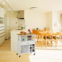 Kucheninselwagen mit bambusplatte und weinregal von NORTHIX