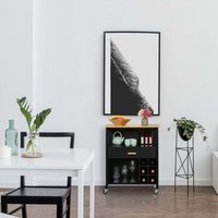 Kucheninselwagen mit bambusplatte und weinregal von NORTHIX