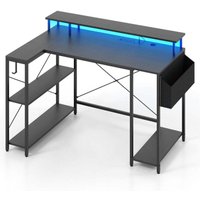 Northix - l formiger schreibtisch mit steckdosen amp led beleuchtung gaming computertisch schwarz von NORTHIX
